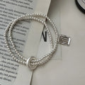 Handmade Elastic 925 Sterling Silver Rainbow Beads Beaded Women Bracelets Fine Jewelry