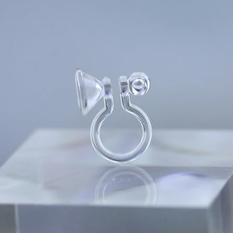 Jewelry Making Supplied Diamond Cup Converters Earring Findings Components Clear Resin Clip-on Earrings for Non Pierced Ears