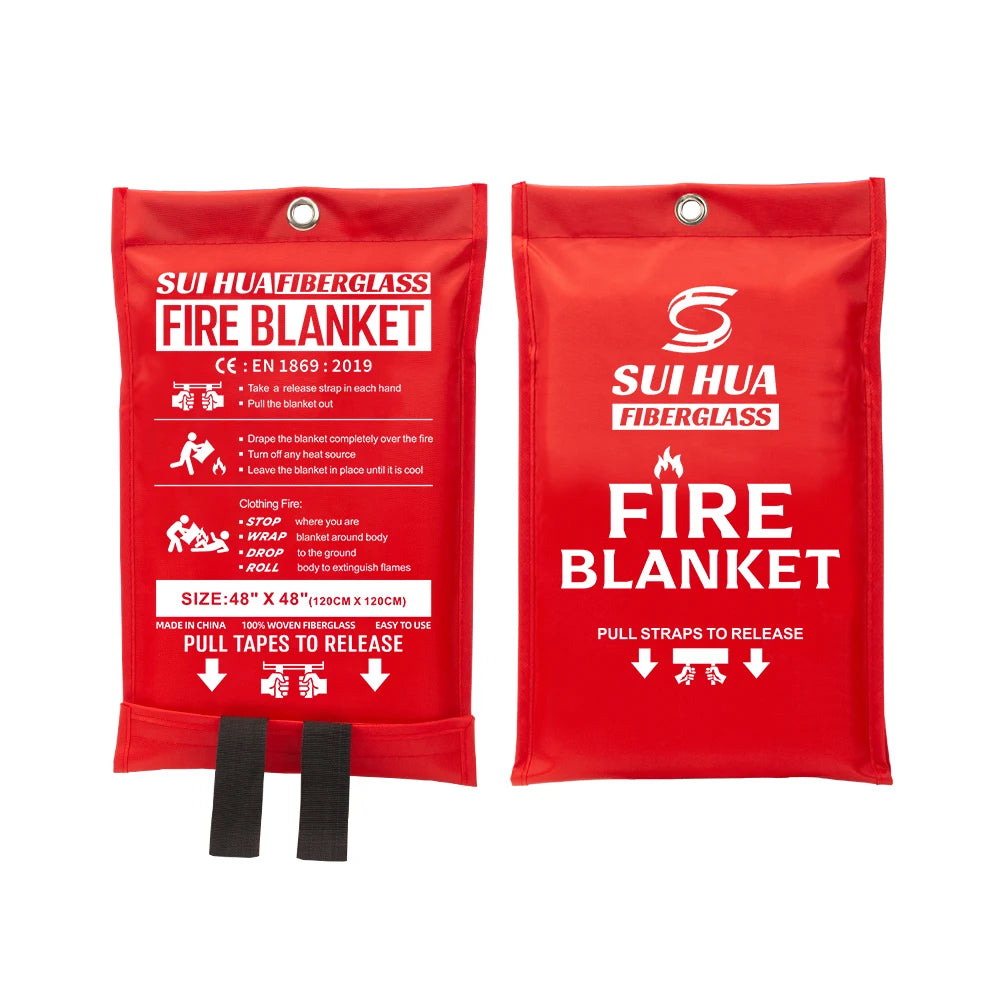 CE Certified Fiberglass Fire Blanket 1.2m X1.2m & 1.5m X1.5m | up to 1100Â°C Heat Resistance | for Home/Kitchen