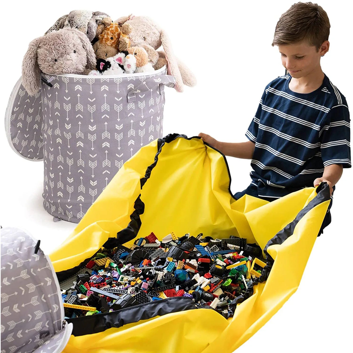 Extra Large Toy Quick Canvas Storage Organizers Bag  Bins With Play Mat for Baby Kids Toddlers Room Classroom Toys