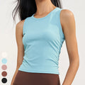 Wholesale Outdoor Yoga Clothing Nude Breathable Running Tank Top Ribbed Sports Vest Sleeveless Gym Fitness Tops Yoga Tank Top