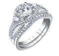 Classic Jewellery 925 Sterling Silver Round Brilliant Engagement Stackable Wedding Rings Set for Woman Jewelry
