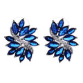 SC Hot Selling Full Diamond Statement Earrings Wedding Jewelry Elegant Blue Zircon Crystal Leaf Bridal Stud Earrings for Women