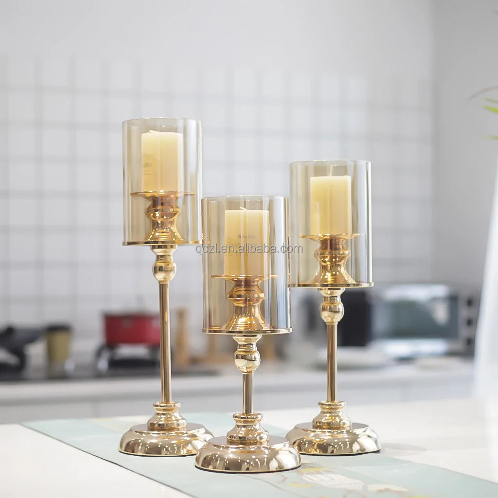 Home Decor Gold Metal Candle Holder Wedding Party Christmas Candle Holder Art Gift
