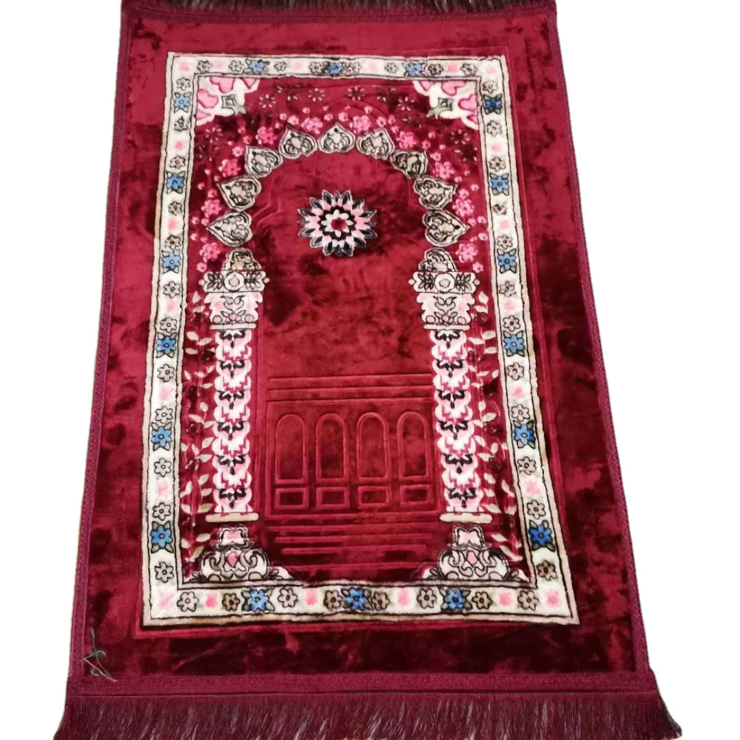 Wholesale Striped Pattern Raschel Blanket Muslim Quilted Digital Printing Raudhah Sejadah Travel Prayer Mats