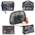 Wholesale Black Nylon Net Mesh Makeup Toiletry Zipper Bag Sets Logo Customization Mesh Cosmetic Promotional Gift Bags