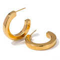Minimalist 18K PVD Gold Plated Stainless Steel Earrings Tarnish Free C-shaped Smooth Stud Earrings for Women