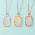 Blank Engravable Custom Logo Necklace Personalized Irregular Hammered Square Stainless Steel Magic Mirror Necklace for Women Men
