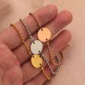 Gold Plated Stainless Steel Bead Chain Bracelet Round Pendant Charm 2 Hole Jewelry Round Bead Chain Engraving Bracelet
