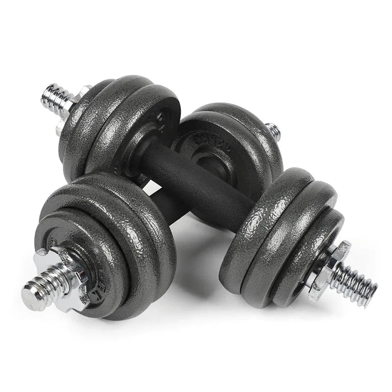 15kg Cast Iron Dumbbell Set Hand Weight with Solid Dumbbell Handles Changed Into Barbell Handily Perfect for Bodybuilding