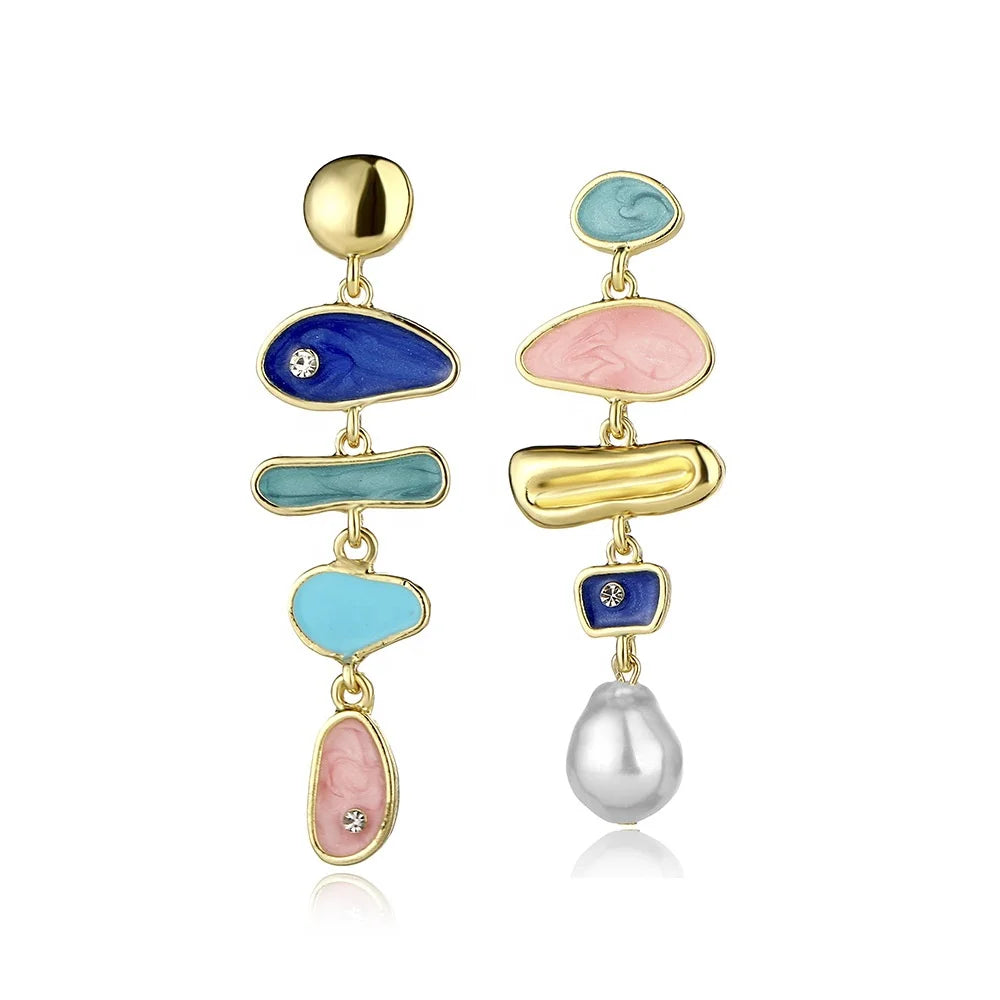 Wholesale New Fashion Jewelry Earrings Long Tassels Vintage Stud Earrings Enamel Earring for Women