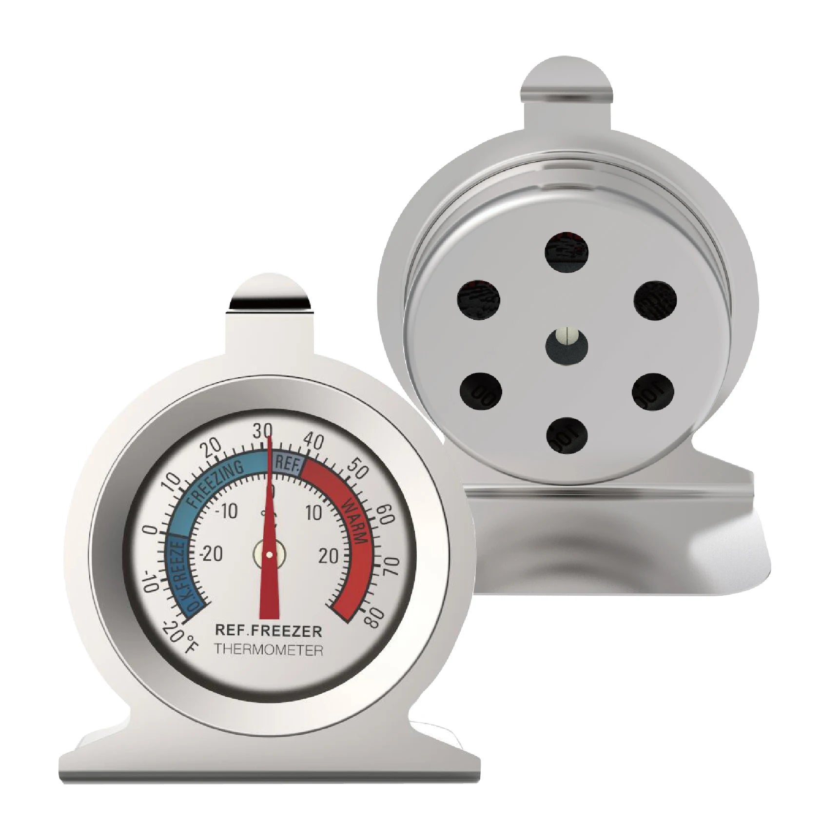 Stainless Steel Refrigerator Freezer Thermometer -20~80Â°F Large Dial Accurate Temp Gauge Sensor
