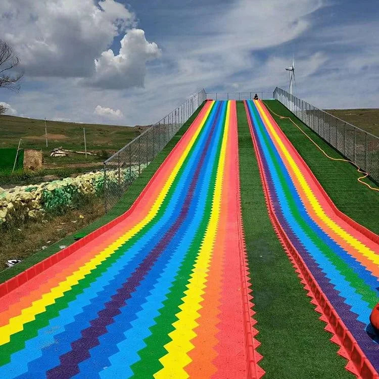 Amusement Park Commercial Outdoor Playground Rainbow Slides for Kids HDPE Material Customizable Length Chitong CH-T