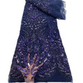 High-End Eco-Friendly 100% Polyester Embroidery Luxury Tulle Wedding Dress Fabric Handmade French Lace Beads Nigerian Sequins