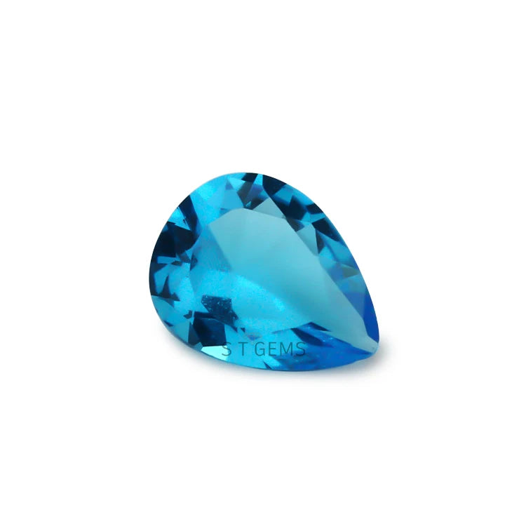 Custom Crystal Stone Pear Cut Dark Sea Blue Faceted Glass Stone for Sale