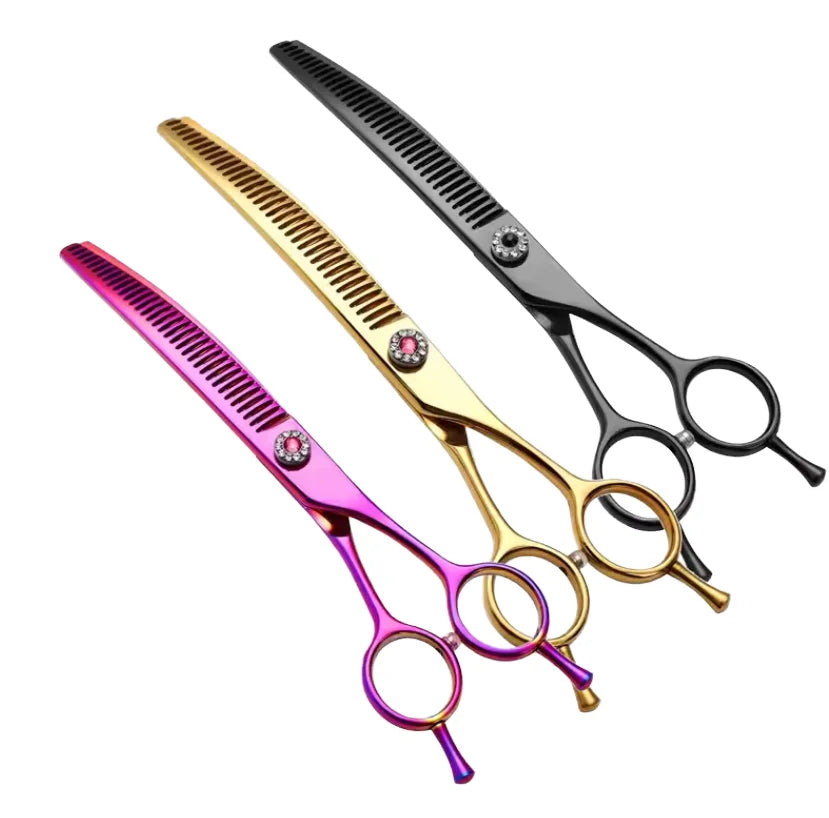6.0 Inch New Fashion Flat Tooth Hair Scissors Custom Logo Beauty Barber Scissors with Stainless Steel Sharp Blade