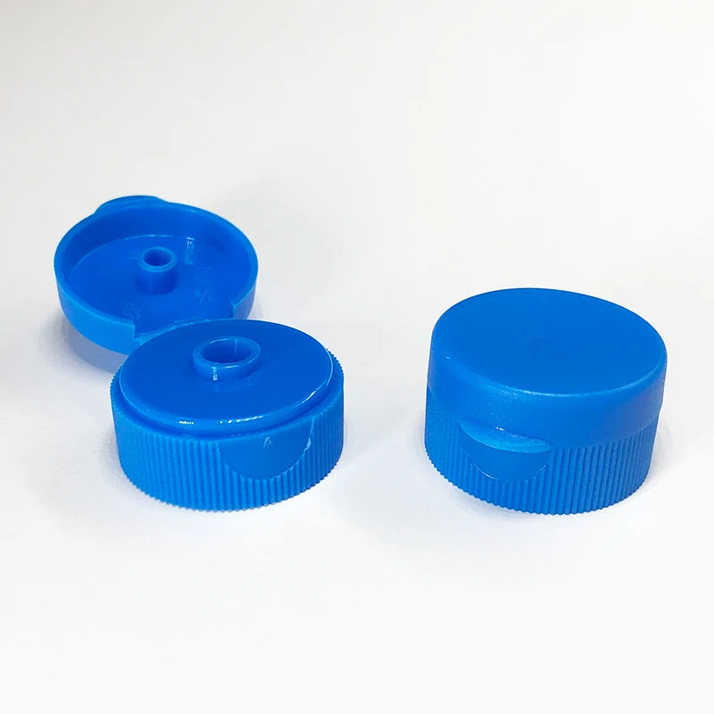 Ribbed Blue 28/400 Matt Surface PP Plastic Non-Spill Cosmetic Flip Top Cap for Bottles ISO9001 Certified