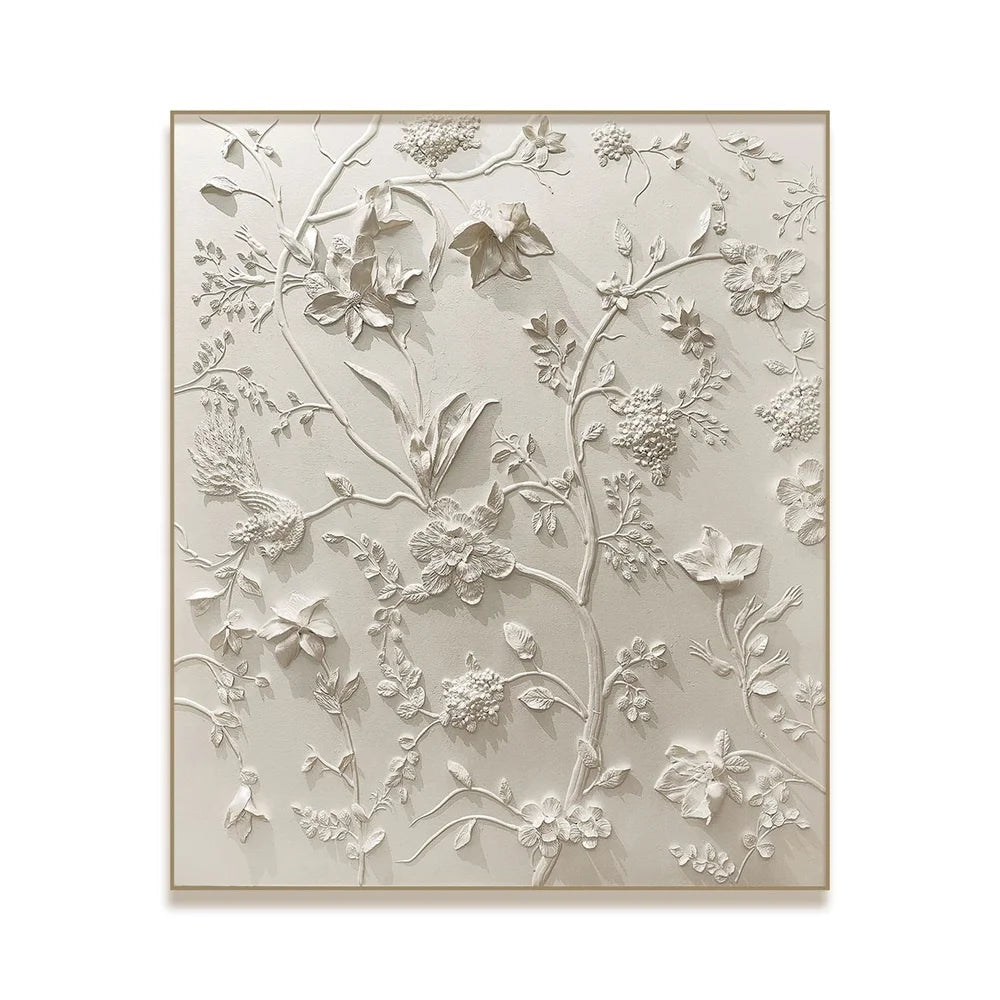 Hotel Decor Hand Painting Relief Flower Relief Wall Decoration Painting