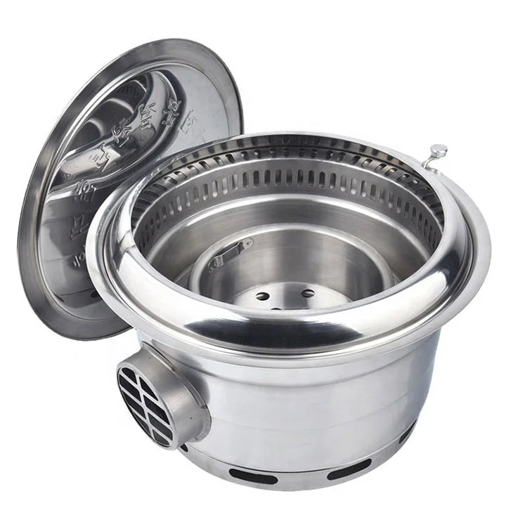 Korean BBQ Indoor Restaurant Charcoal Grill Smokeless Table Top Bbq Stove for Exhausting Smoke Downward With 29.5cm Mesh