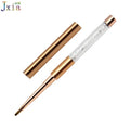 Jiexia Rose Gold Handle Clear Rhinestone Decoration Nail Art Oval Gel One Stroke Nail Brush