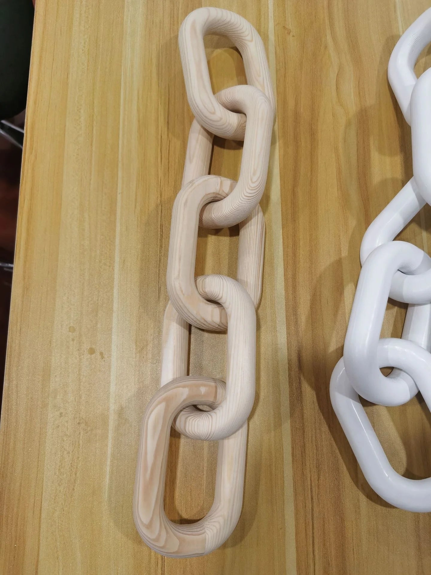 Natural Rustic Photo Props White Black Oval Decorative Wood Link Chain Decor Wood Chain Link for Home