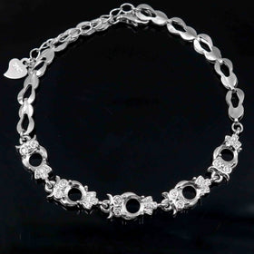 Sterling Silver 5*5mm Semi Mount Bracelet Empty Support Blank Claws Setting S925 Mountain Base Without Main Stone for Inlay DIY