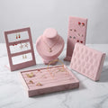 Aesthetic Coquette Pink Velvet Jewelry Display Stand Collection Necklace Bust Holder Suede Earring Organizer Girl's Room Decor