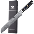 WILDMOK Damascus Serrated Steel Bread Knife 8 Inches Serrated Bread Knife Ergonomic Full Tang Resin Handle