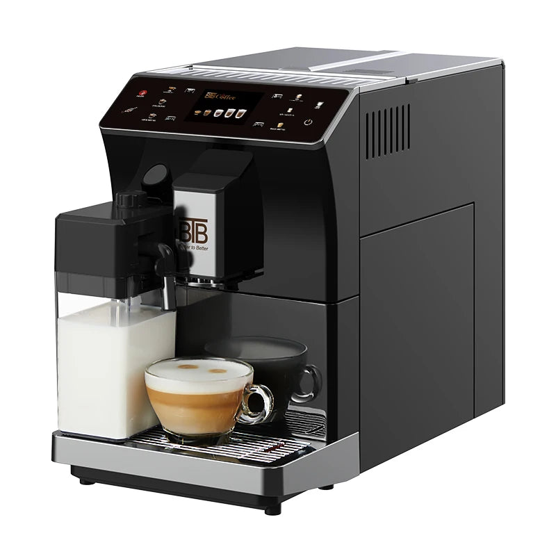 BTB Commercial Office Automatic Self Clean Cappuccino Latte Espresso Coffee Machine From Bean to Cup With Grinder