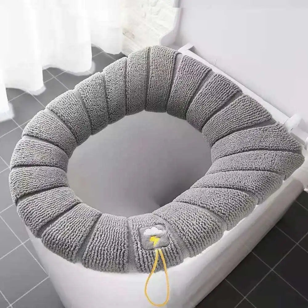 Winter Knitted Toilet Seat Cover Warm Thicken Soft Toilet Seat Cushion Bathroom Pad Accessories Washable Closestool Covers
