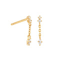 Gemnel Recycled Sterling Silver Gold Plated Chain Zircon Drop Stud Earrings