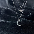Luxury Zircon Star Chokers Necklaces Cubic Zirconia Moon Pendant 925 Sterling Silver Necklace Fine Jewelry for Women