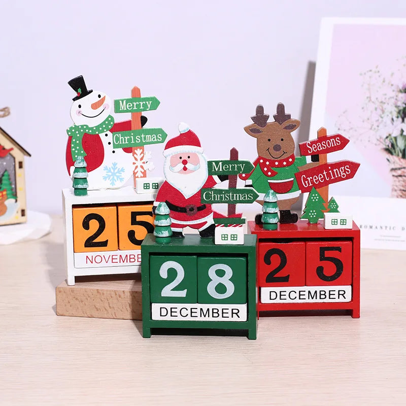 Wholesale Craft Gift Wooden Desk Calendar Christmas Table Decoration Wood Advent Calendar