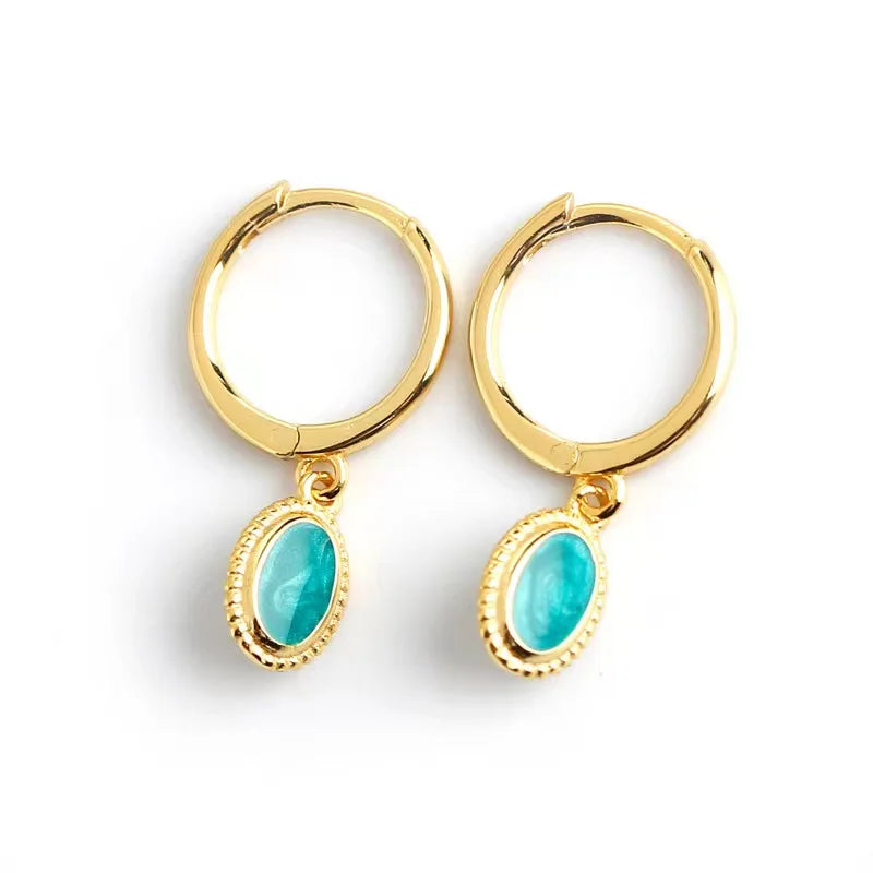 QS593 Fashion Earring Designer Charm 18k Gold Plated 925 Sterling Silver Drop Earring