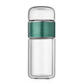 Eco-Friendly Double Wall Glass Water Bottle Travel Cup with Tea Infuser