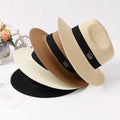 Custom Logo for Summer Panama Fedora Straw Hat Wholesale Wide Brim Roll up Beach Sun Straw Hat Women and Men