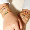 MC206 Wholesale Bohemian Bracelet Stainless Steel 18K Gold Plated Bracelet Color Natural Stone Small Bead Double Chain Bracelet