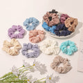 2022 Women's Soft Silk Velvet Hair Scrunchies Cute Rubber Elastic Hair Ties with Potholes Ponytails Holder