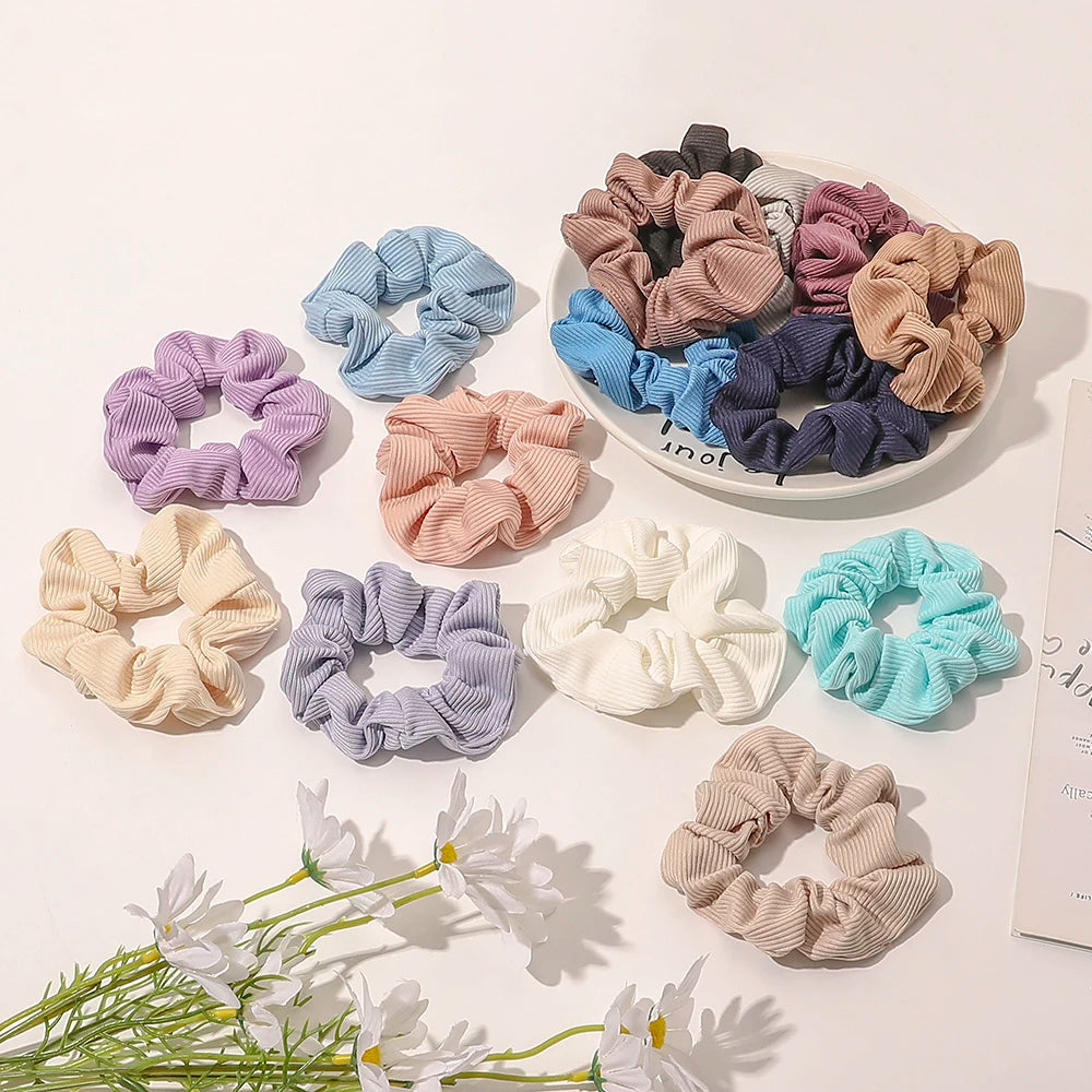 2022 Women's Soft Silk Velvet Hair Scrunchies Cute Rubber Elastic Hair Ties with Potholes Ponytails Holder