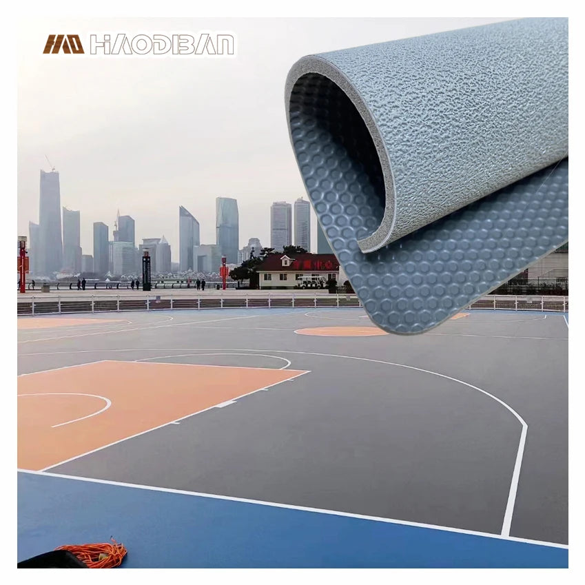 Professional 5.0mm Indoor Basketball Tennis Badminton Court Vinyl Roll PVC Sports Flooring Scratch Resistance Graphic Design