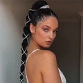Luoyan 100cm Trendy Braid Hair Chain Y2K Tiara Accessories Hip Hop Shiny Rhinestone Hair Accessories for Dreadlocks