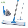 Professional Rectangle Microfiber Mop with Swivel Stainless Steel Handle Aluminum Pole for Wet and Dust Mopping