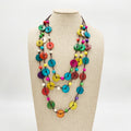 Factory Direct Bohemian Style 3-Row Brightly Colored Wood Bead Necklace Coconut Accessory Party Gift for Women Hot Sale Jewelry
