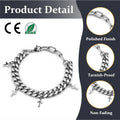 Cross Border Cuban Hip-hop Cool Style Niche Fashion Brand Men's Stainless Steel Silver Hypoallergenic Small Cross Bracelet