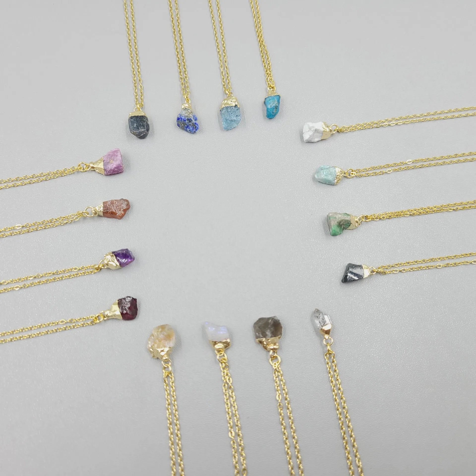 Raw Crystal Natural Gemstone Pendant Necklace Birthstone Crystal Necklace Healing Natural Stone Jewelry