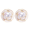 Wholesale Camellia Pearl Stud Earrings Natural Freshwater Pearl Jewelry for Women