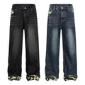 Straight Leg Jeans Jean Skinny Personality Fashion Color Block Washed Splicing Camouflage Men's Stretch Jeans