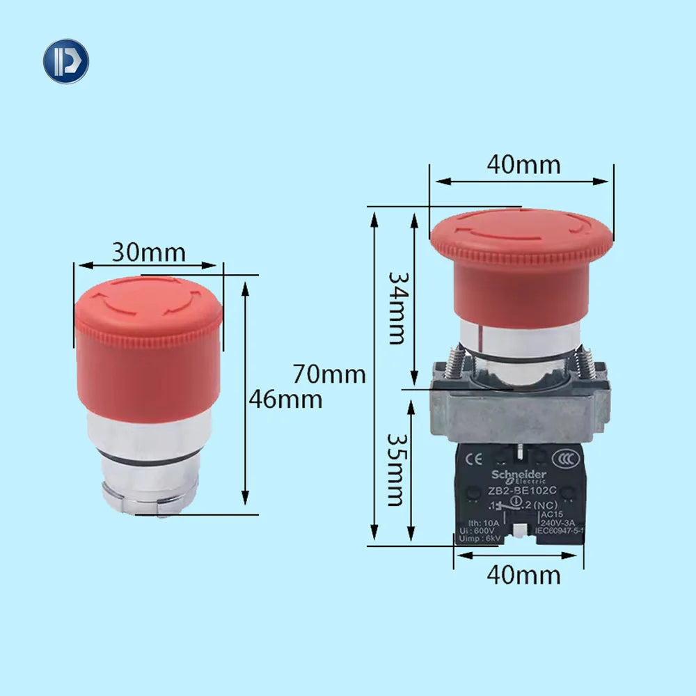 Discount Schneider Electric Elevator Emergency Stop Switch Button Mushroom Head ISO/CE Certified 12-Month Warranty ZB2-BE102C