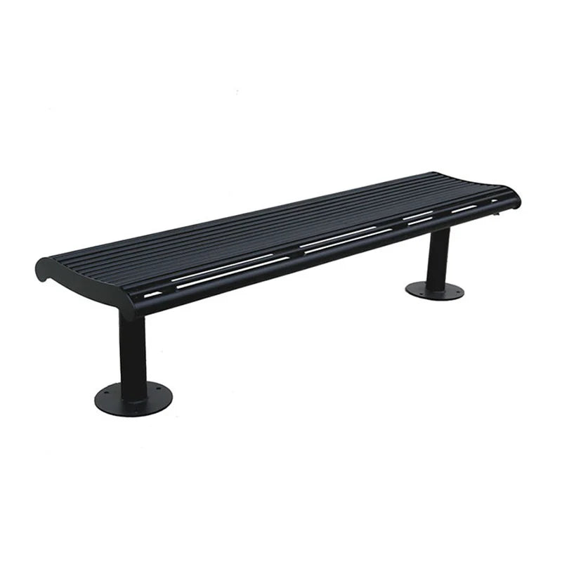 Cheap Outdoor Tubular Steel Backless Bench Seat Outside Park  Public Garden Patio Rustic Metal Seating Bench Without Back