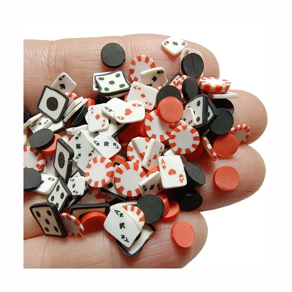 500g/Bag Mixed Playing Cards Dice Polymer Clay Slice Sprinkles for Nail Art Decoration DIY Crafts Slime Fillers